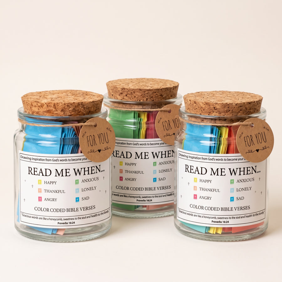 Three verse jars grouped together with their FOR YOU tags
